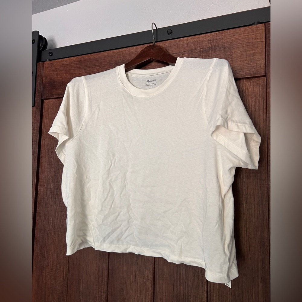 Madewell Softfade Cotton Boxy-Crop Tee in lighthouse